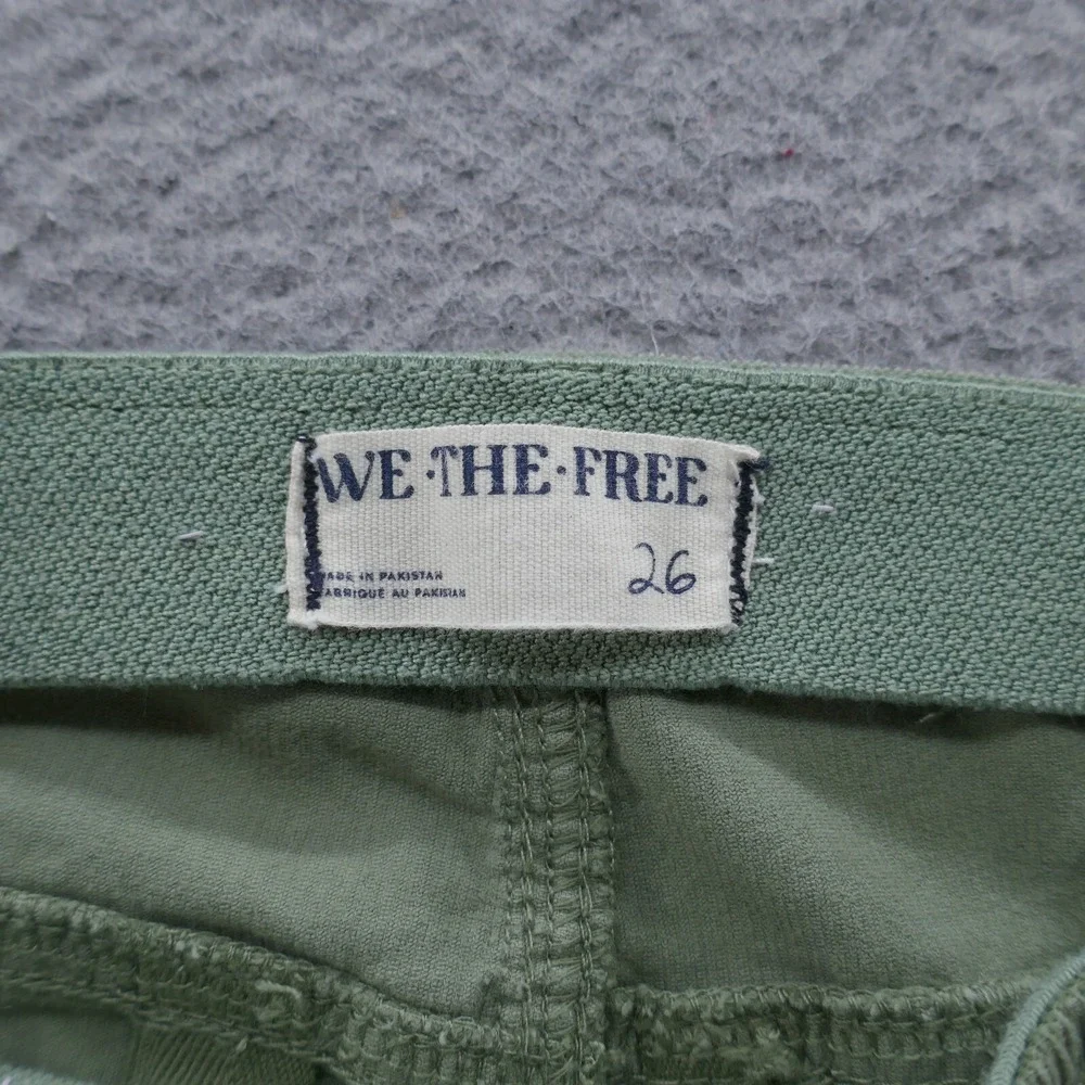 We The Free Green Corduroy Flare Pants Side Zip Mid Rise Size 26 OB1604308